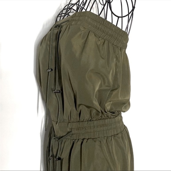 NWOT FASHION NOVA Green Aviator  Strapless Silky Cargo Jumper Romper Jumpsuit M - Picture 4 of 16